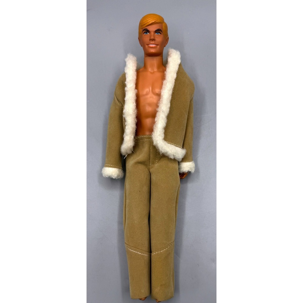 Vintage 1970s Sun Set Malibu Ken Doll Mattel Best Buy Tan Faux Fur Outfit 1968